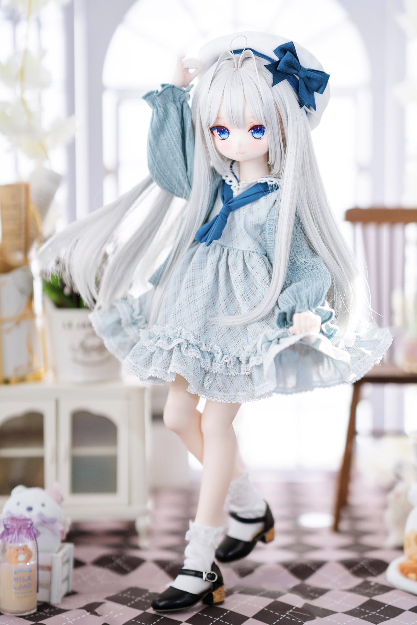 1/4 ドール服 MDD MSD 水色界隈 1/4,MDD,MSD セーラー服セット 水色