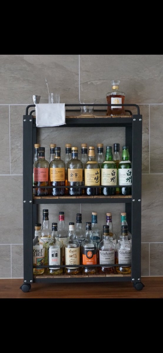 ウィスキーラック 落下防止ワゴンタイプ 男前インテリア 棚