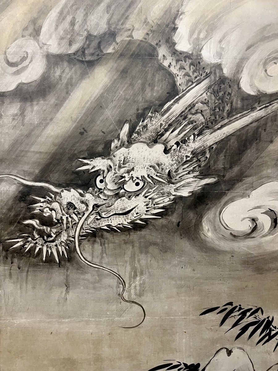 狩野山楽 : 雲龍図 (龍虎図二曲一双の内) ・屏風 ・紙本 ・江戸時代