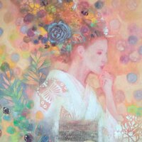 藤原郁子作品 風景画 額縁付 藤原郁子作品 風景画 額縁付 藤原 郁子