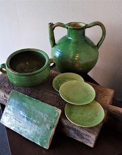 南仏の陶器：緑釉の平皿 : フランス古道具 | 南仏の納屋