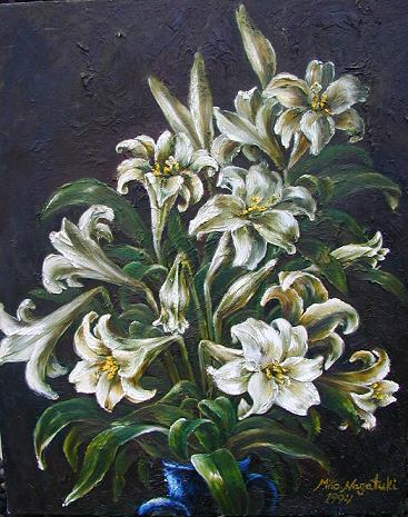 油絵 菅家令子 絵 絵画 インテリア F4-070702 花 油絵 菅家令子 絵