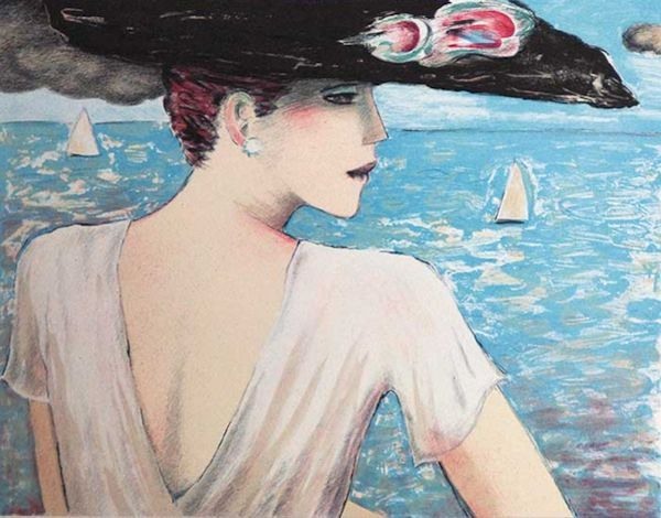 ☆カシニョール☆「黒い帽子のプロフィール」リトグラフMO判54/200