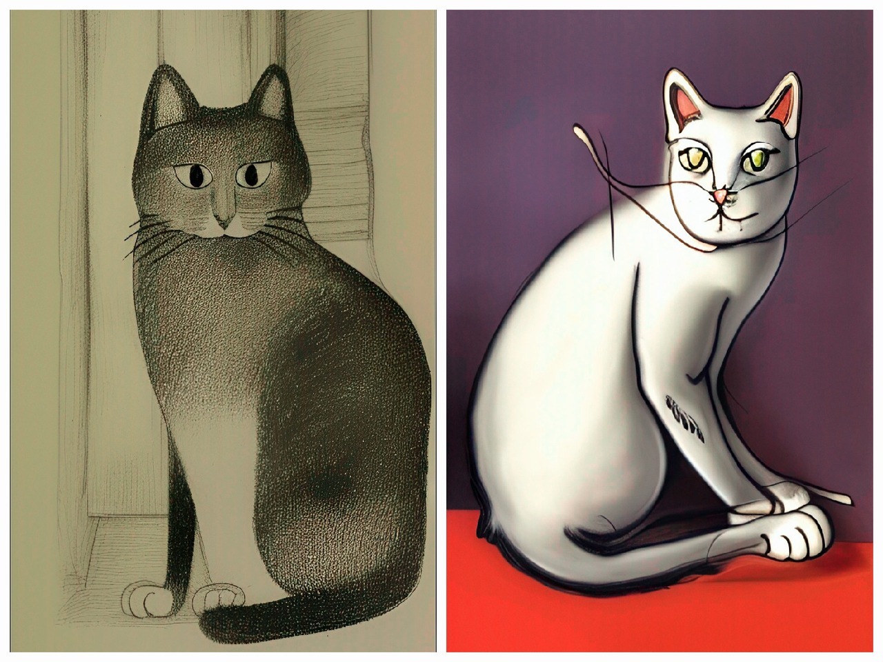 絵画『座った猫』ヘイ平山画 絵画『座った猫』ヘイ平山画