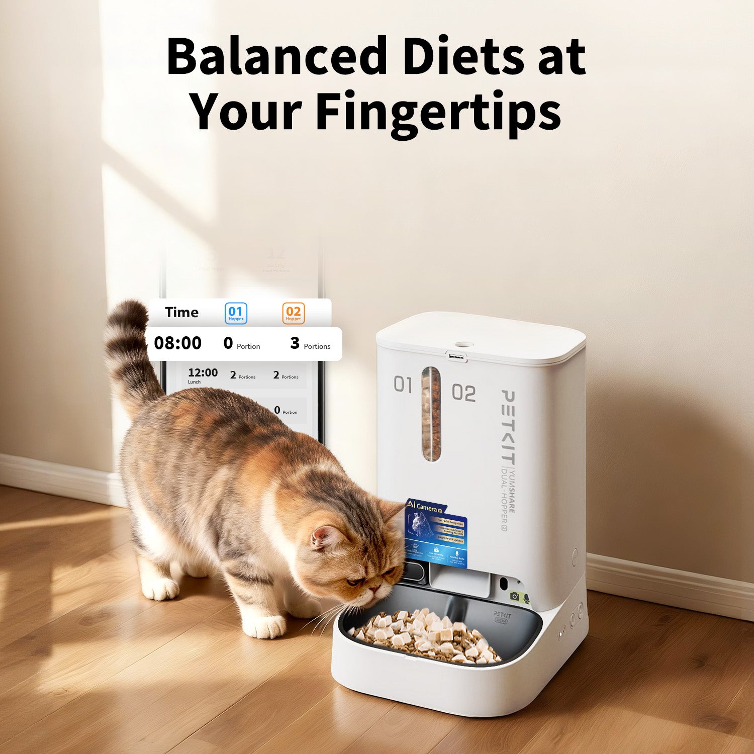 YumShare Dual-hopper 2 Automatic Feeder with Cat Recognition