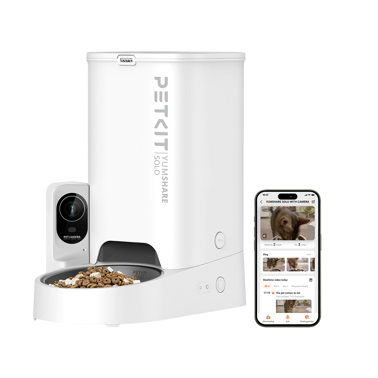 YumShare Solo Automatic Cat Feeder with AI Camera