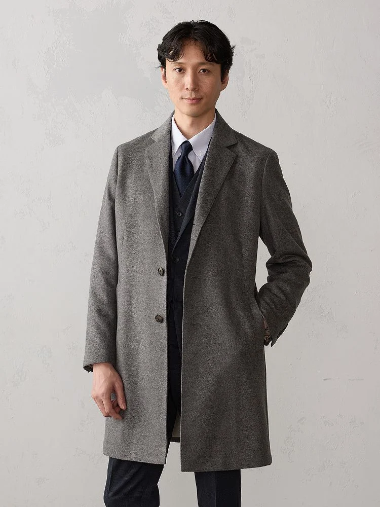 美品】DIESEL グレー チェスターコート ウール L．グレー ウール