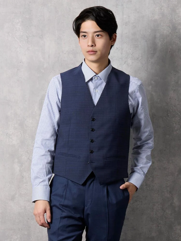 リバーシブル】ベスト はけ目×シャドウ ネイビー | P.S.FA公式通販