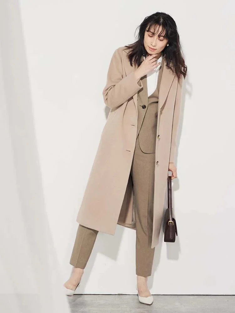 エンフォルド トップリバーチェスターコート ロング ウール ダーク