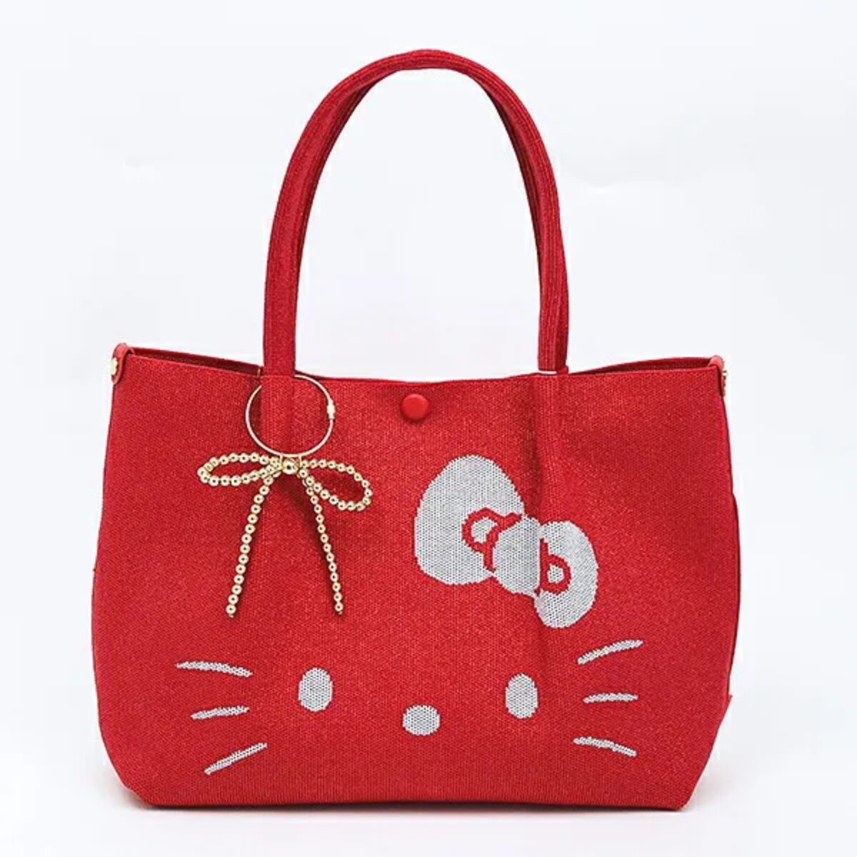 キラキラ高級感がファッションで映える。ハローキティのニットバッグ