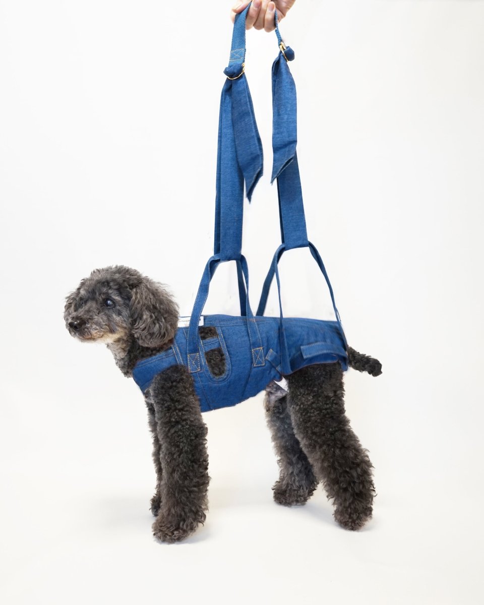 持ち手1+後足サポート】アシスタントバンド(国産デニム)～犬の介護歩行