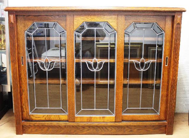 高級 三越家具【ブルージュ】ステンドグラス・キャビネット・飾り棚