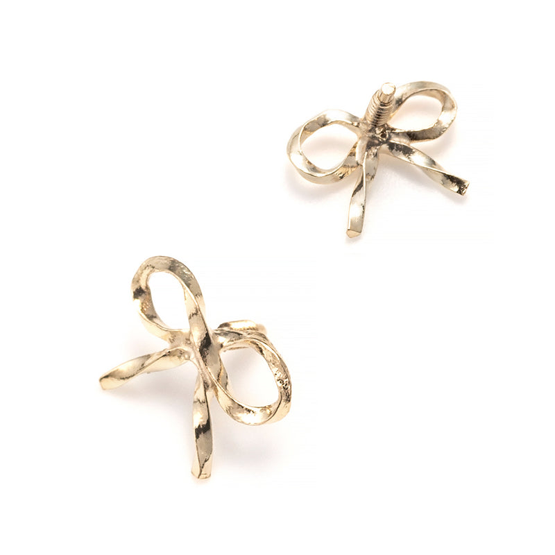可愛いリボンの軟骨ピアス K10金イエローゴールド │ ヘリックス