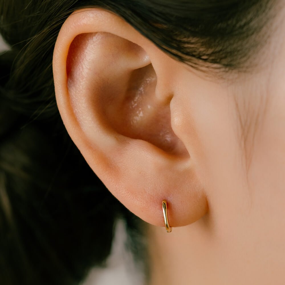 kakeibo k18ピアス キラキラペタルチェーン フープピアス K18