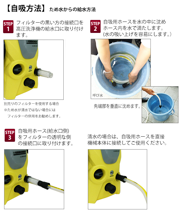 KARCHER(ケルヒャー) K2サイレント + 自吸/延長ホースセット [高圧洗浄