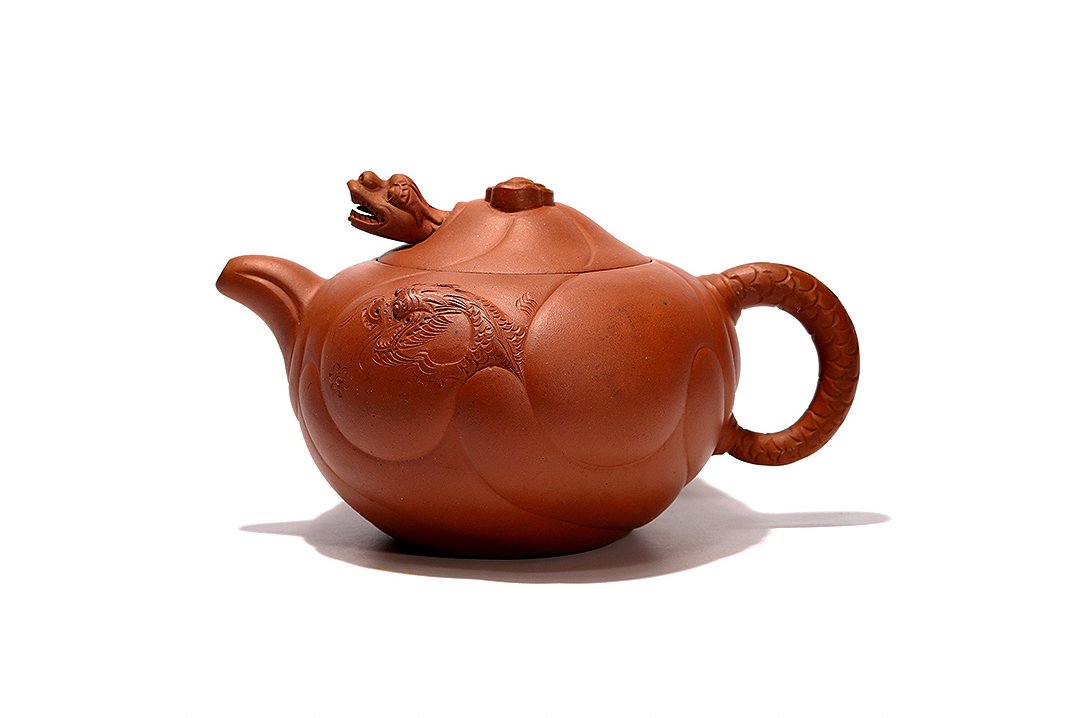 0012 唐物 文革期 中国盆器 宜興紫砂 愛閑老人形鉢 袋