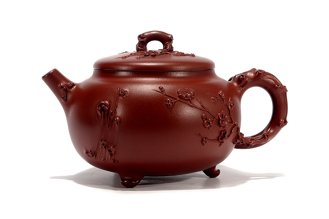 斑紫銅製 阿古陀形三足風櫨 瓶掛 面取風炉 天下一瑞彫人 茶道 茶道具