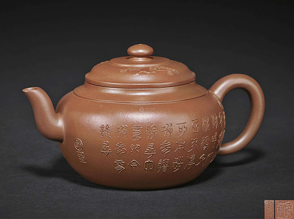 中国古美術・宜興原鉱古銅泥壺・紫砂壺・品名：印包・底款：厚徳載物