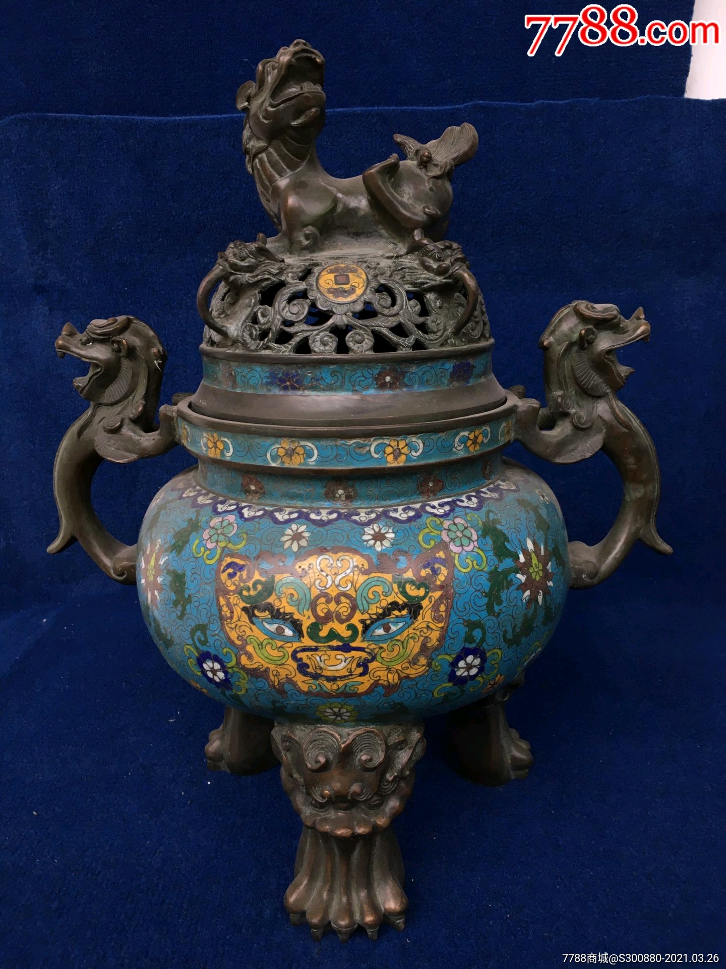 中国景泰藍けいたいらん七宝焼き 香炉 工芸品