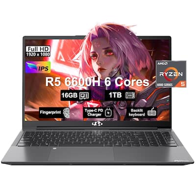 NIMO 15.6 Gaming Laptop AMD Ryzen 5 6600H 6 Cores 16GB DDR5 RAM