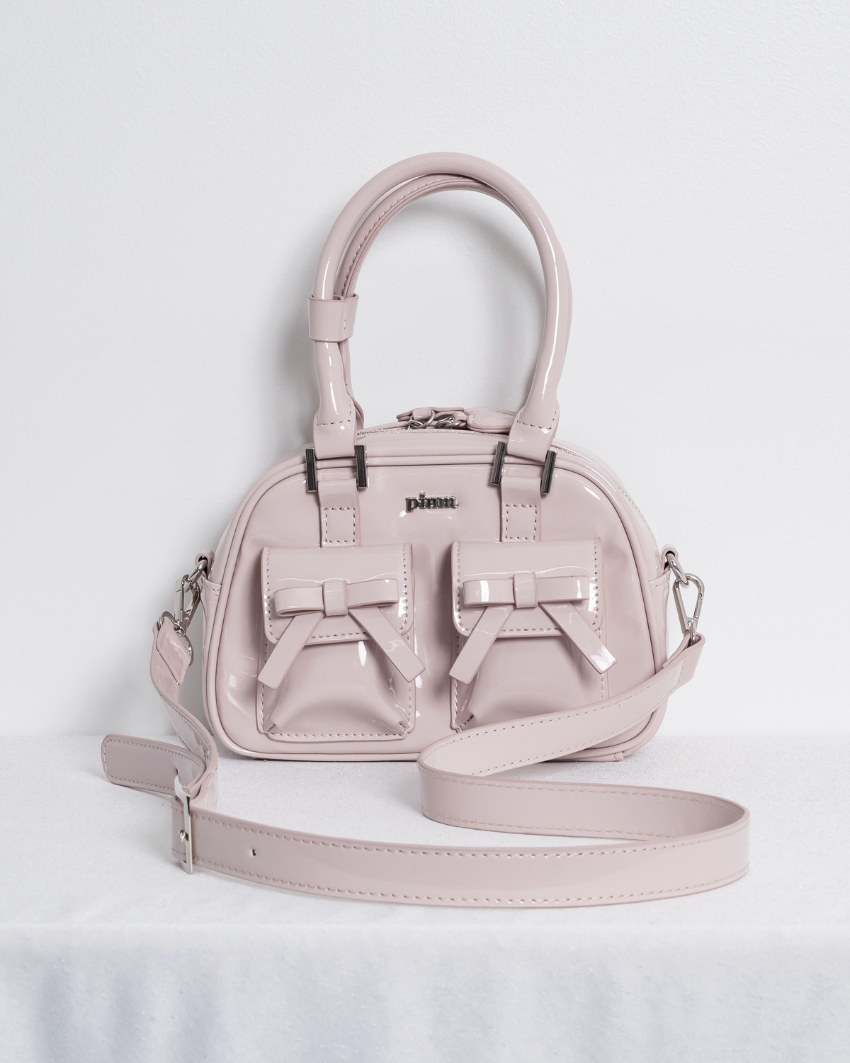 リボンポケットエナメルミニボストンバッグ – pium