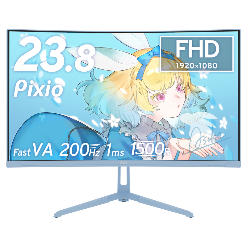 PXC248WAVEK / パステルブルー | 23.8インチ 200Hz FHD FastVA 湾曲