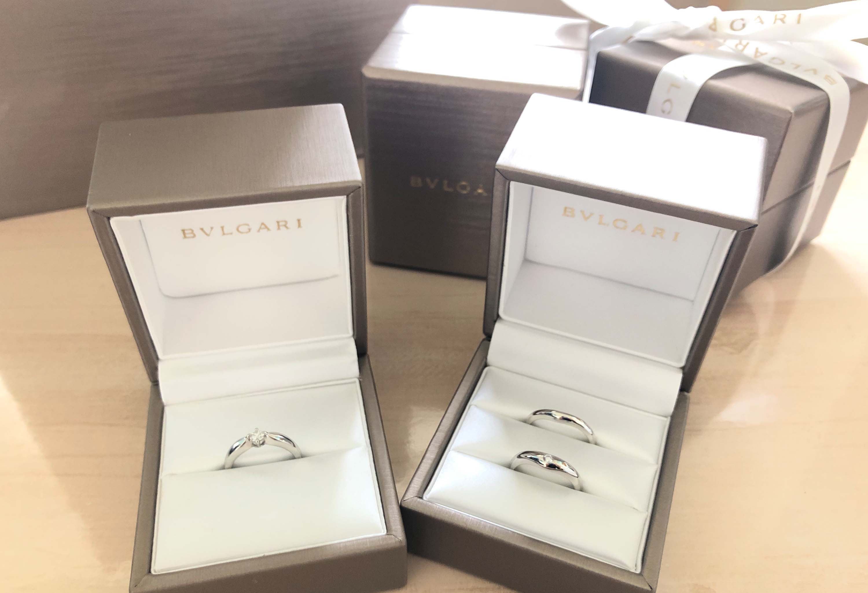 空箱】BVLGARI ブルガリ リングケース 指輪ケース 箱 リボン 紙袋 美品