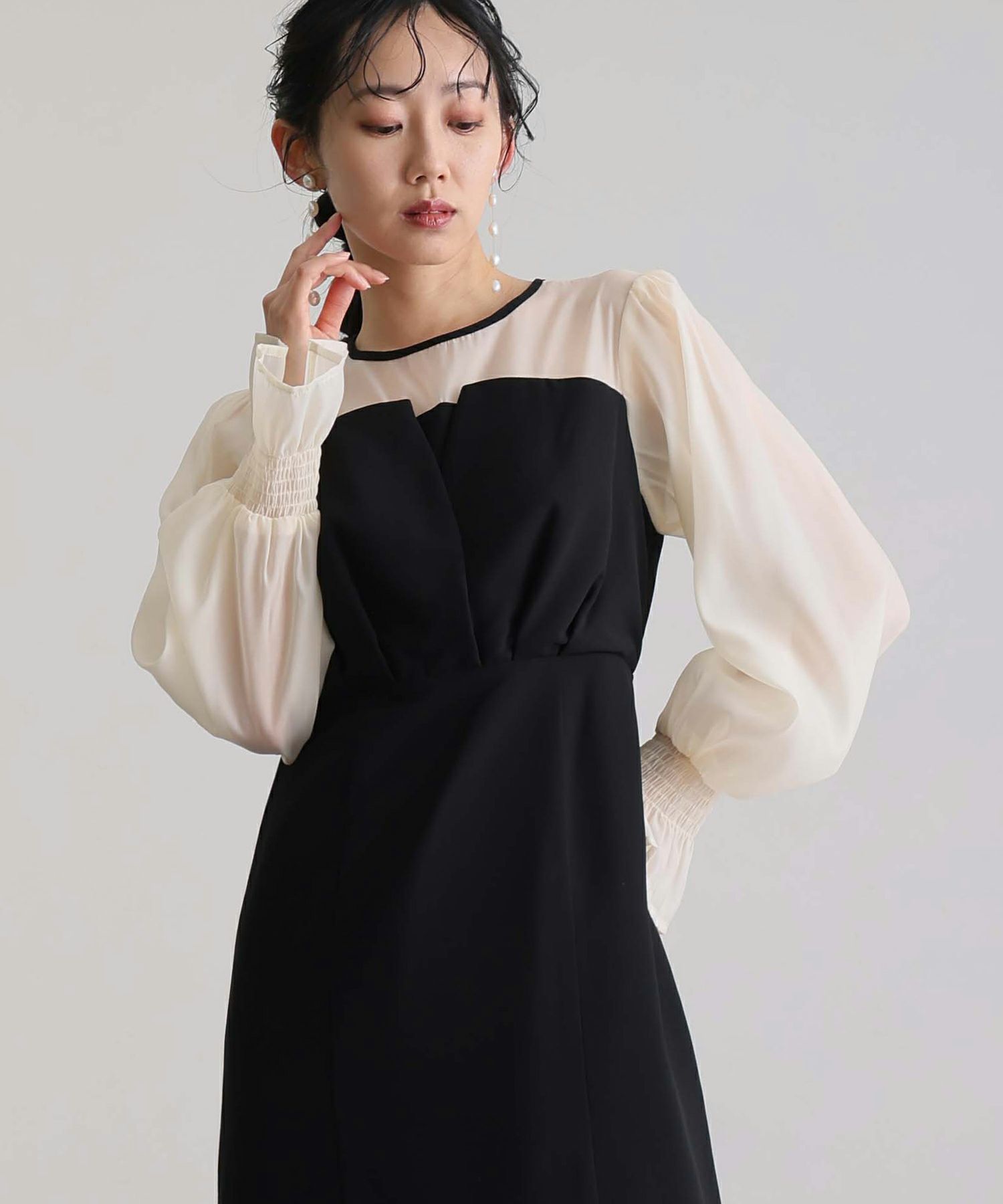 シフォンビスチェタイトワンピース｜PourVous