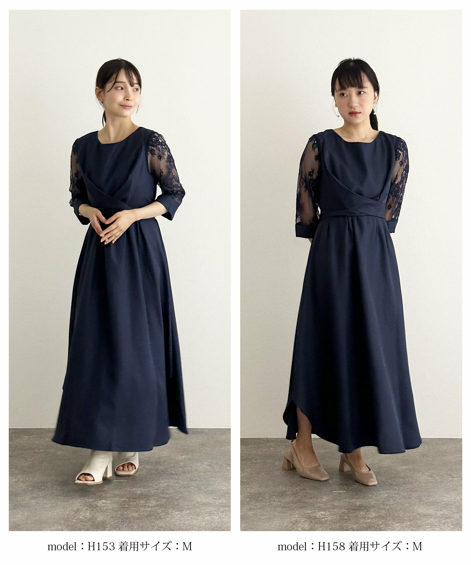 バックプリーツ＆レースリボンドレス｜PourVous