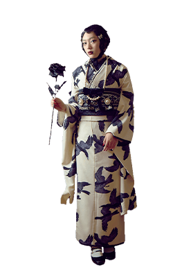 ゴシック】SA-K267｜黒地に赤の蝶が舞うゴシック振袖｜kimono hearts