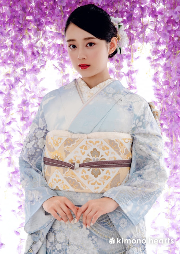 伝統古典】KH-546｜優美な辻が花。青色のペールトーンが清楚な関芳の