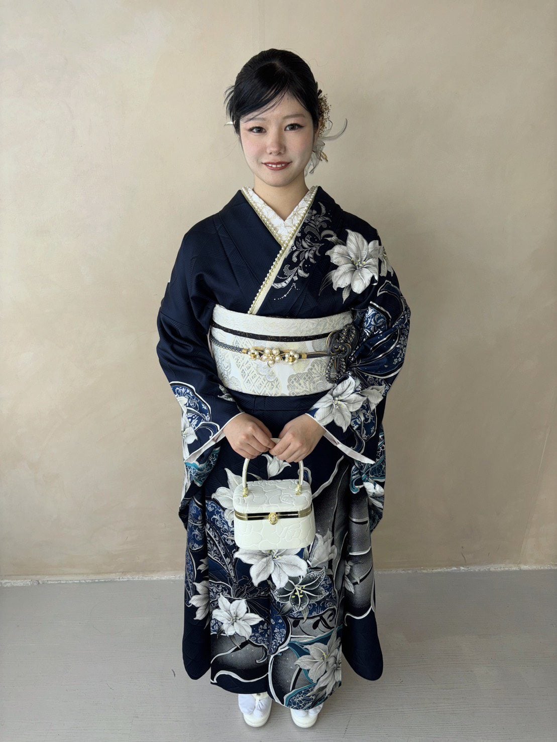 紺色 振袖フルセット 成人式 振袖1式 紺色