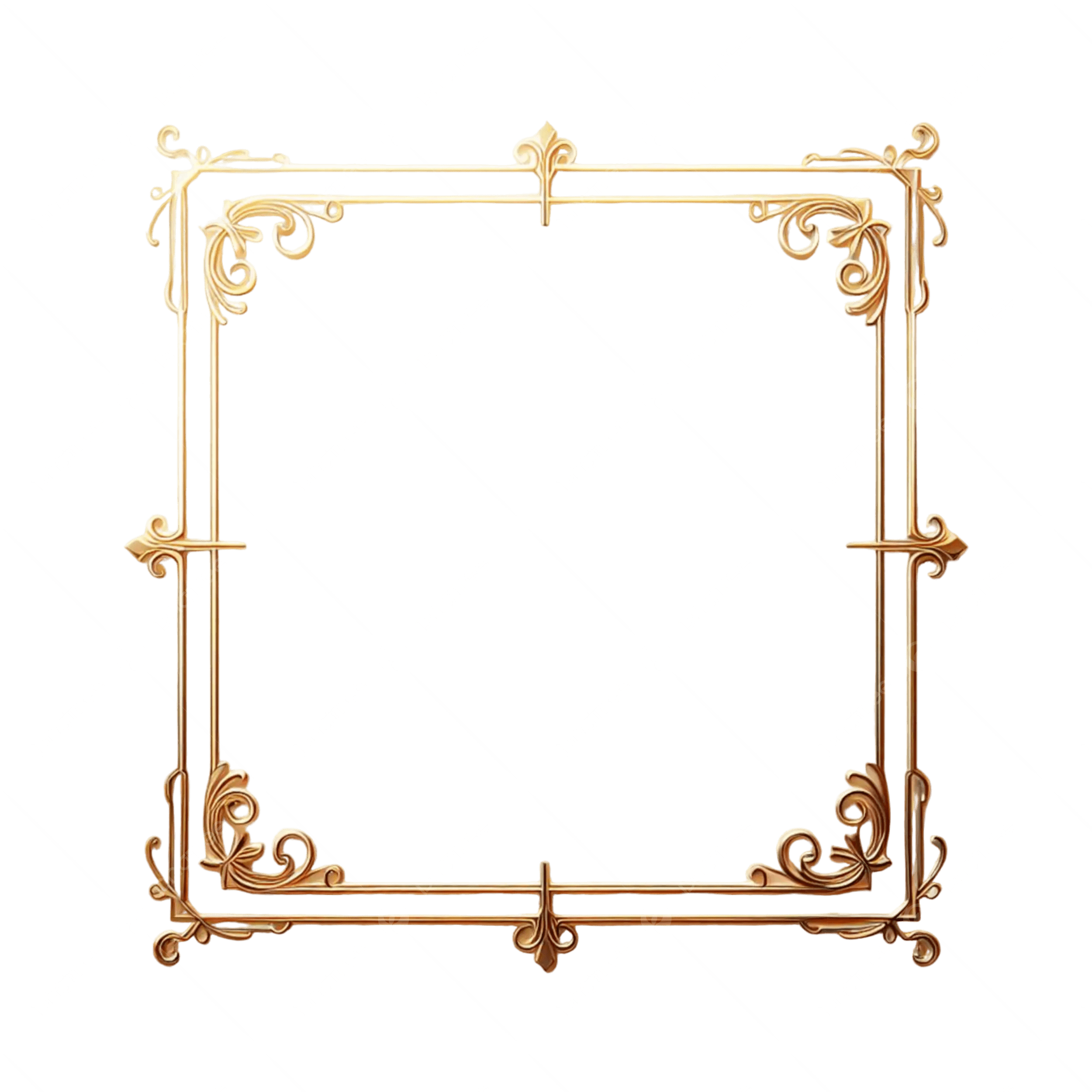 装飾的金色フレーム風景画 装飾的な金枠のエレガントな背景 |