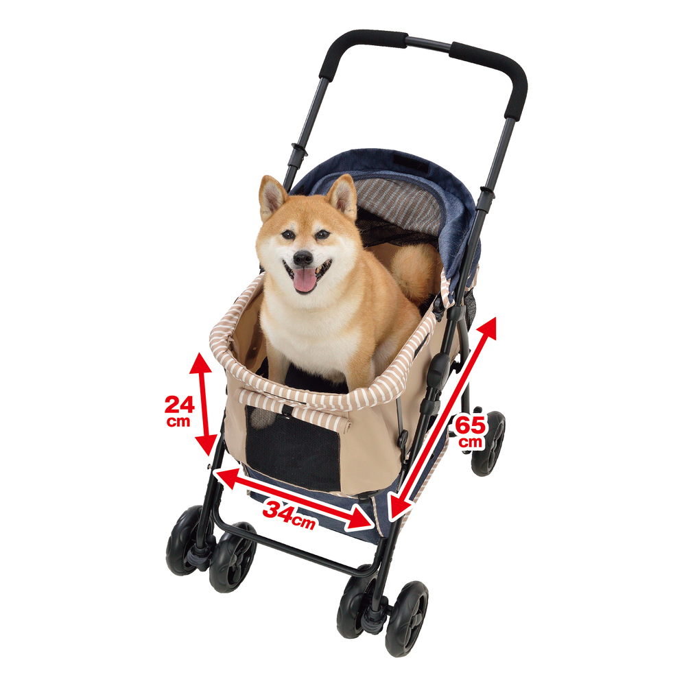 わんわんカート 多頭用DXplus-N デニム柄×ベージュ | ジェックス株式会社