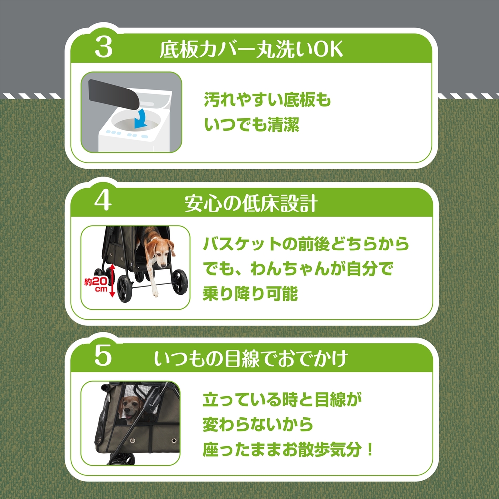 わんわんカート 中型犬用 モスグリーン | ジェックス株式会社