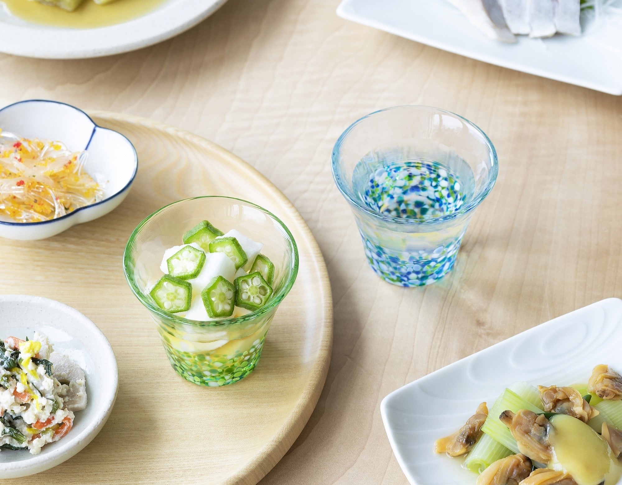 津軽びいどろ 北洋硝子 水鉢✖️1点 津軽びいどろ 小鉢セット | 自然