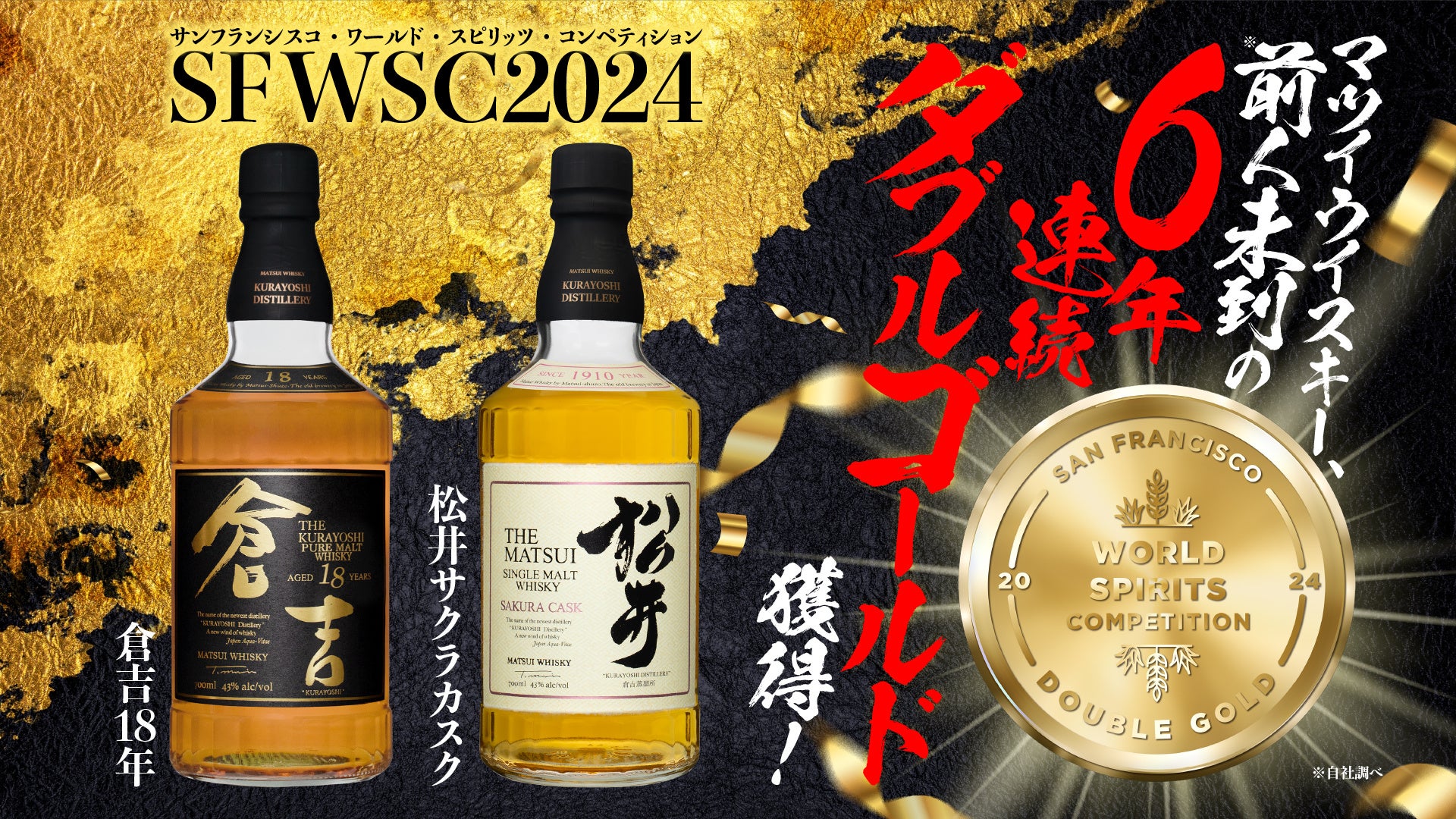前人未到の「6年連続 最高金賞」獲得！世界最高峰の蒸留酒品評会SFWSC