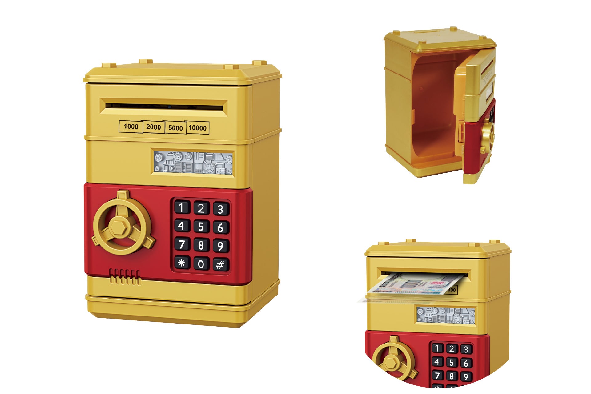 ギミックがおもしろい！金と銀のMy金庫で貯金！「暗証番号式ゴールデン