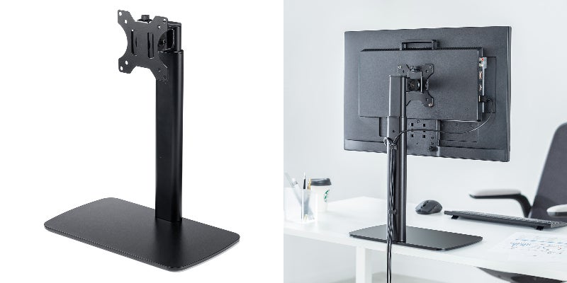 壁際にスッキリ設置！高さ・左右角度調整もできるモニタースタンドを12