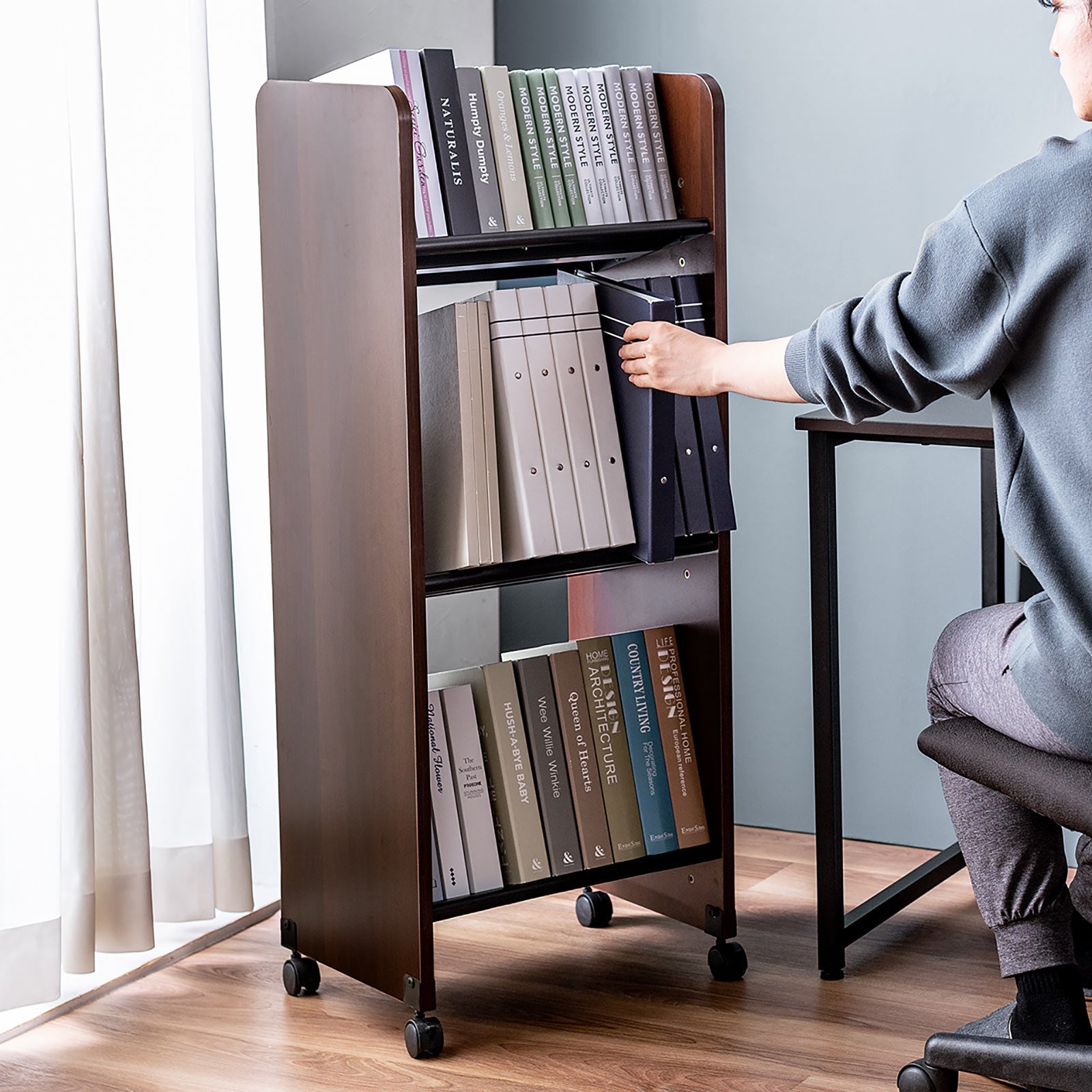 PLUS 2段 ファイルワゴン FY-9060F キャスター付き 本棚 書類整理 棚板