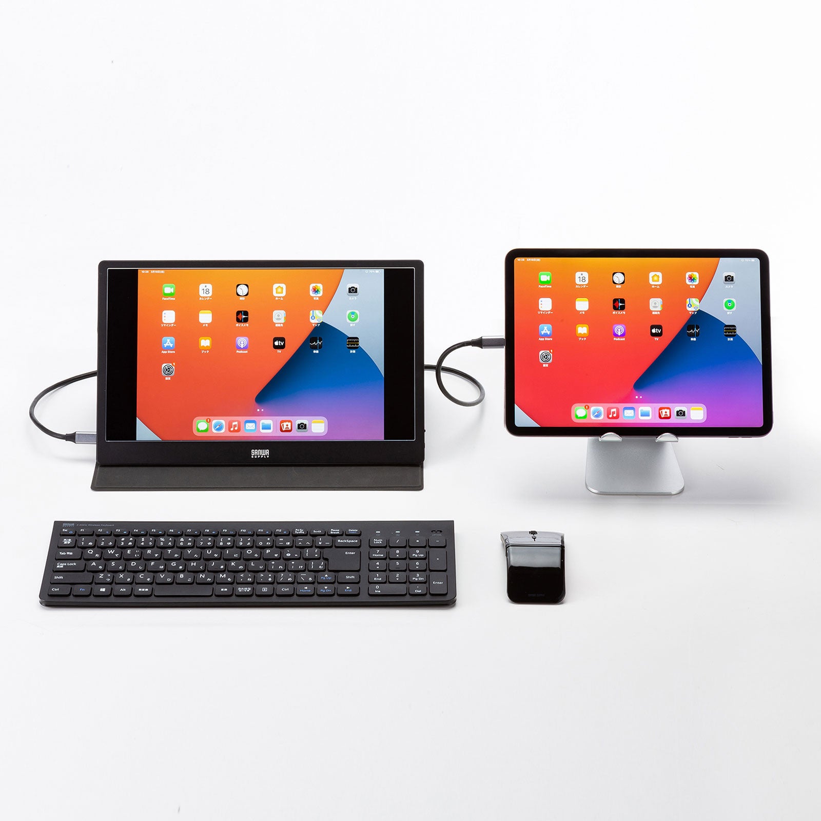 USB Type-Cケーブル1本で接続できる13.3インチモバイルディスプレイを