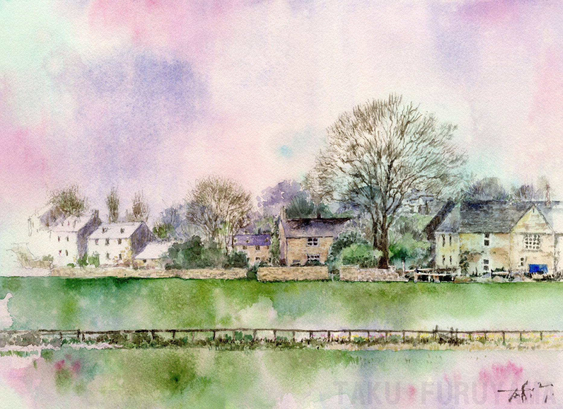 窓] 水彩画・風景画スペイン・コルドバ・ユダヤ人街・旧市街 窓]水彩画