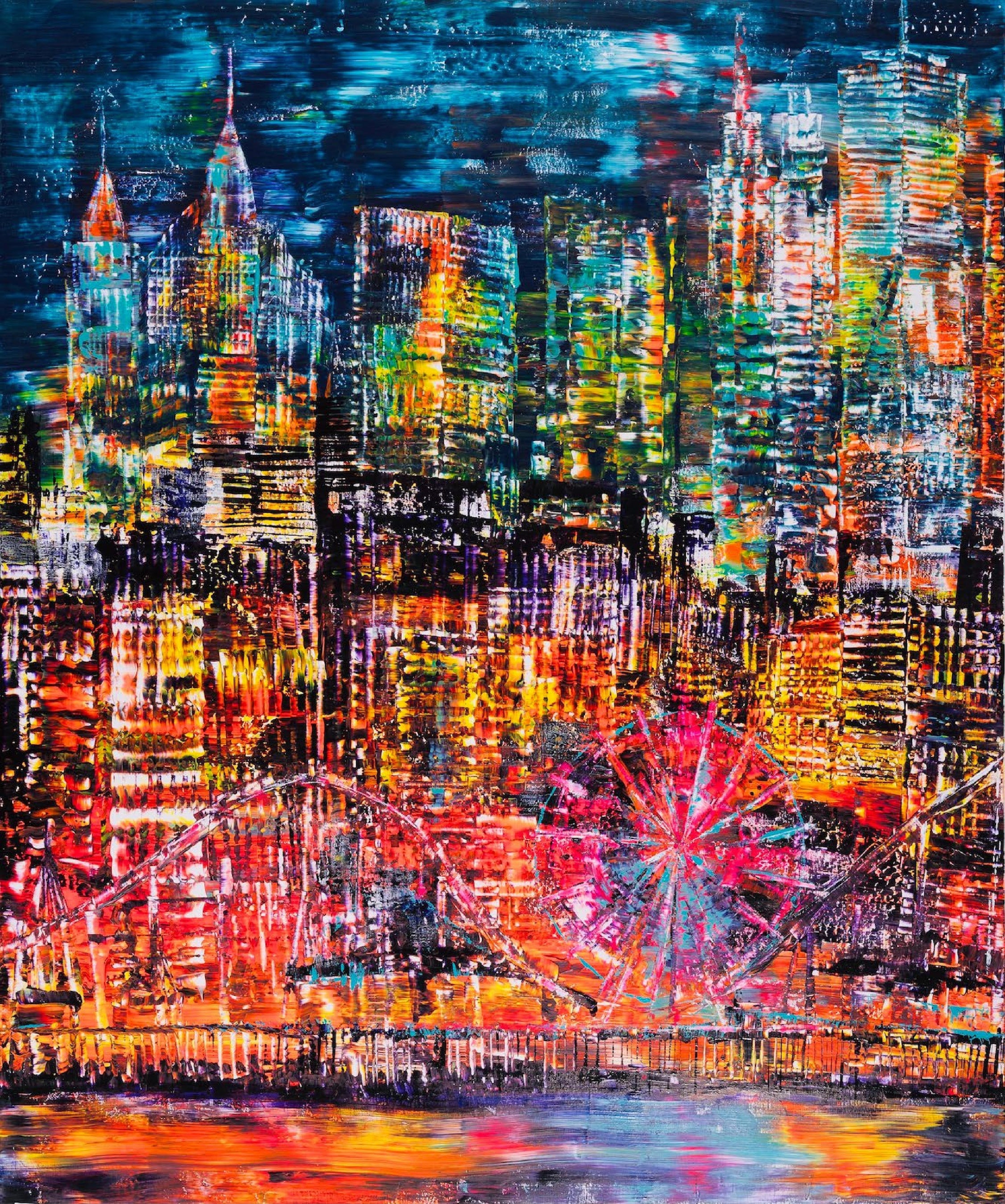 大型油絵『山水風景』肉筆油絵 風景画 作者在銘 木製額☆時代物☆ 絵画