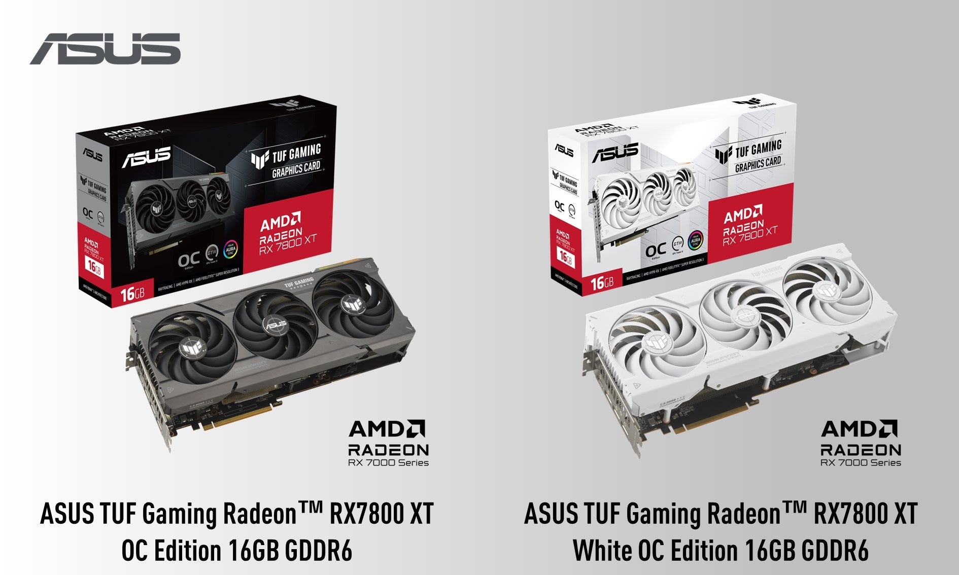 ASUSのゲーミングシリーズのTUF GAMINGよりAMD Radeon™ RX7800XTチップ