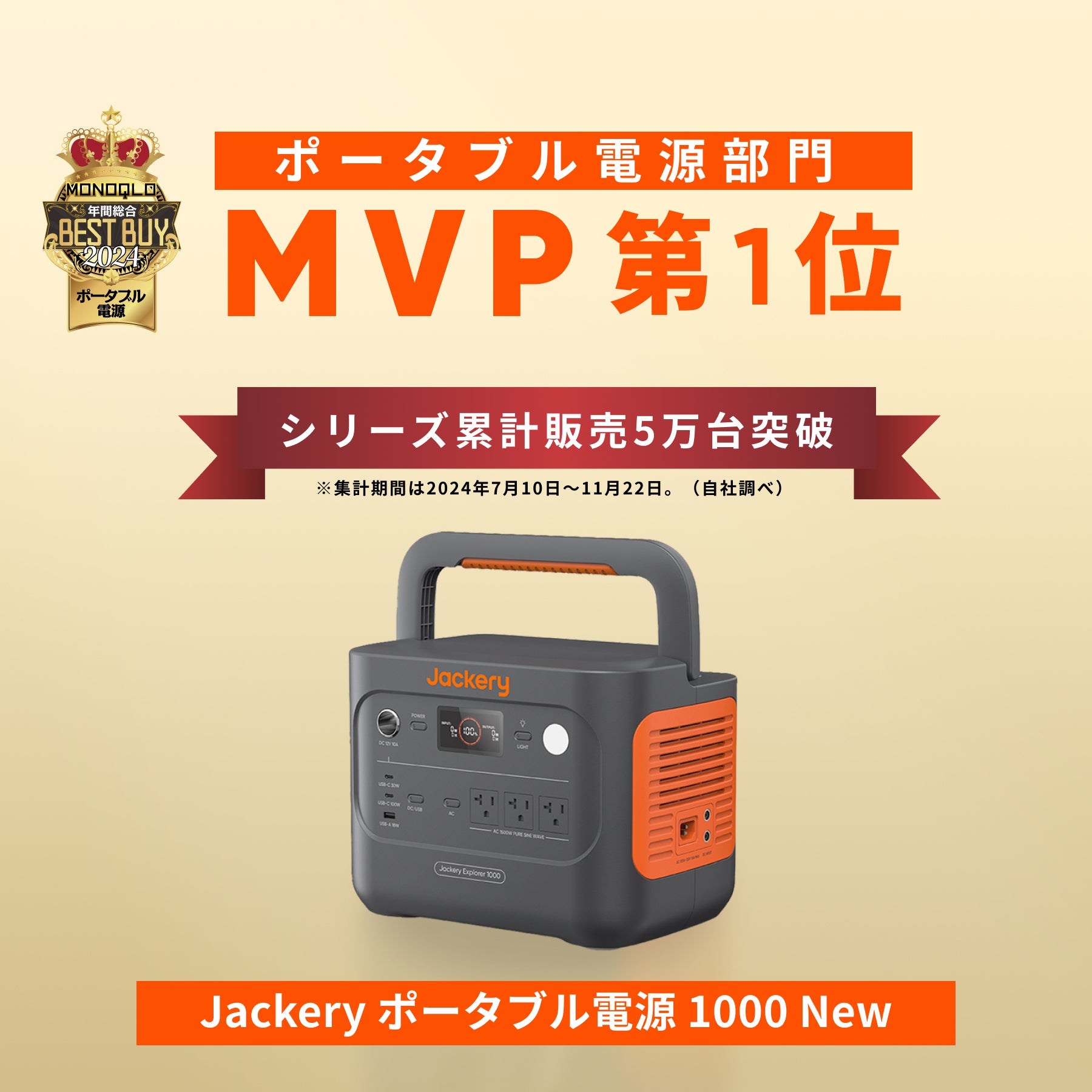 Jackery ポータブル電源 1000 New」が、モノ批評誌『MONOQLO』にて年間