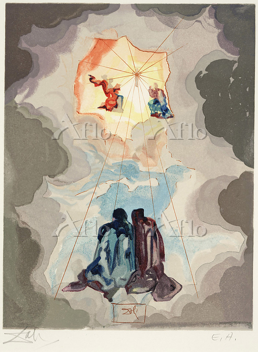 サルバドール ダリ オリジナル木版画『ダンテ神曲より黒き鬼ありき