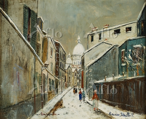 モーリス・ユトリロ「雪のモンマルトル、サン=リュスティック通