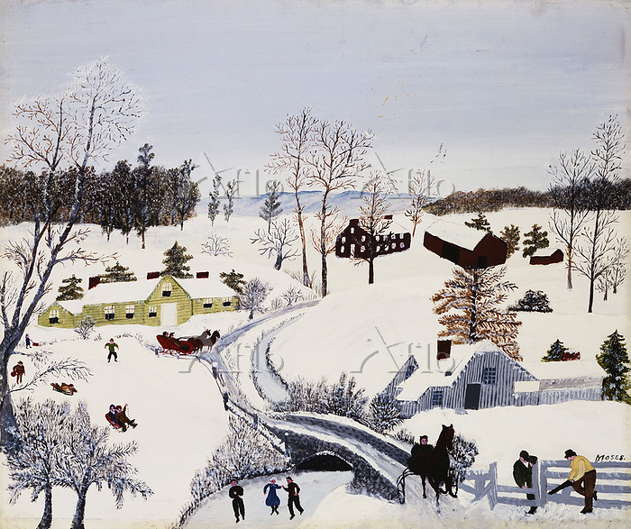 グランマ・モーゼス、『フージック・フォールズ ニューヨーク州 冬