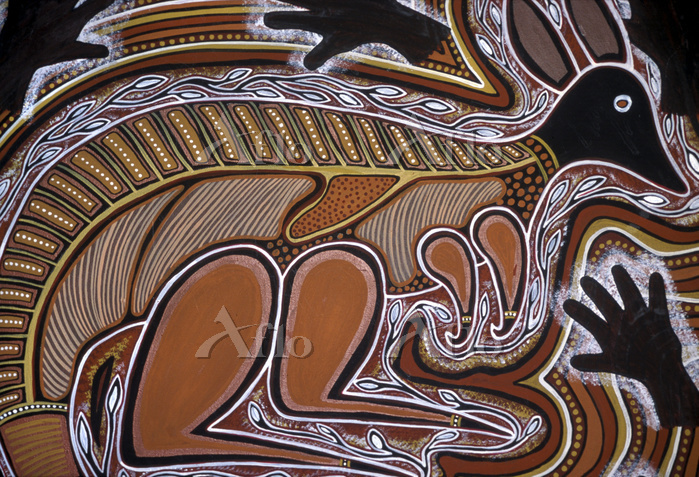 アボリジニアート カンガルー絵画 タペストリー アボリジニアート