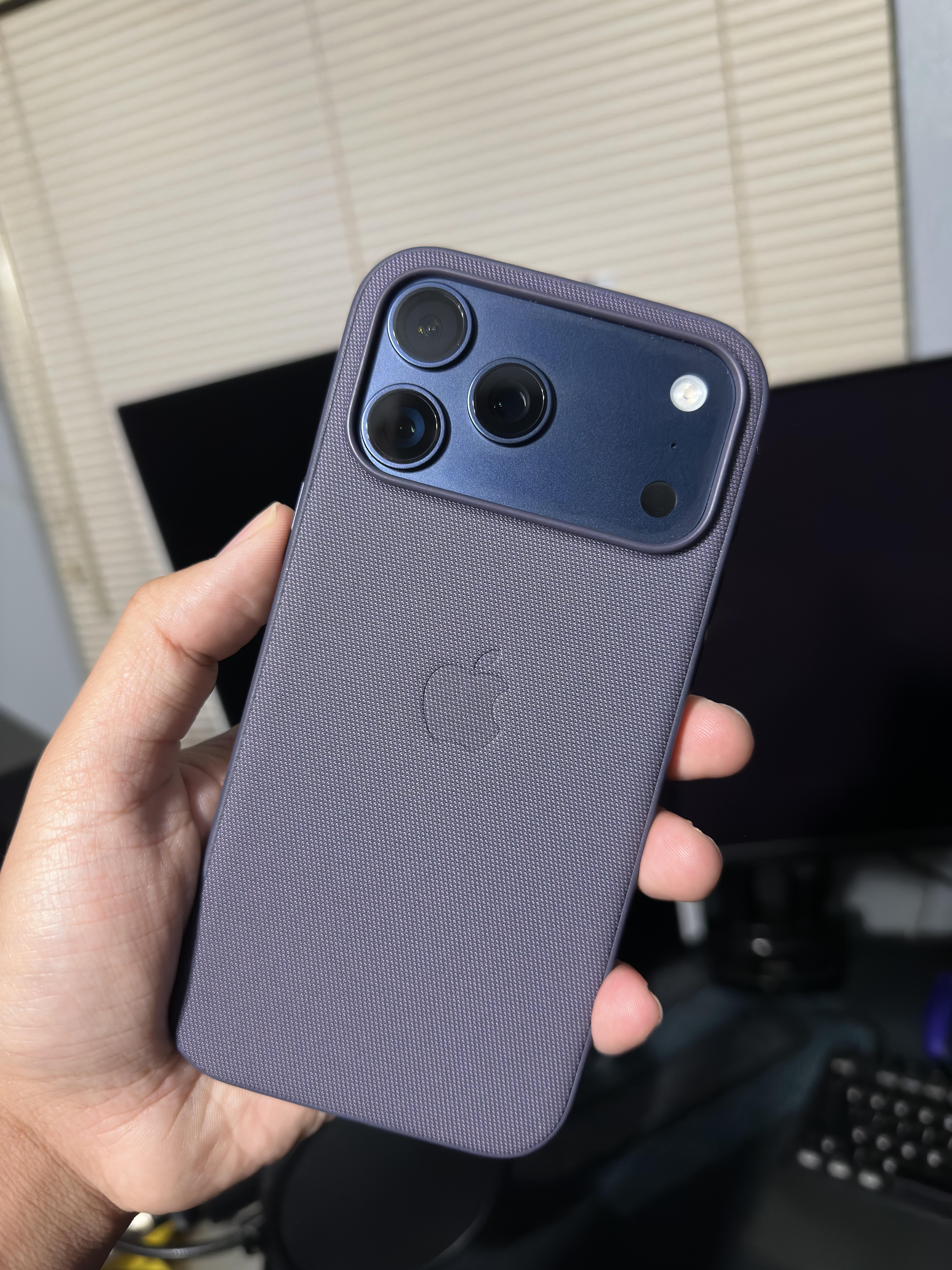 Deep blue pro max with the purple techwoven case : r/iPhone17Pro
